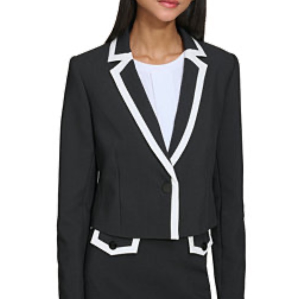 NWT Karl Lagerfeld Black Blazer with White Accents